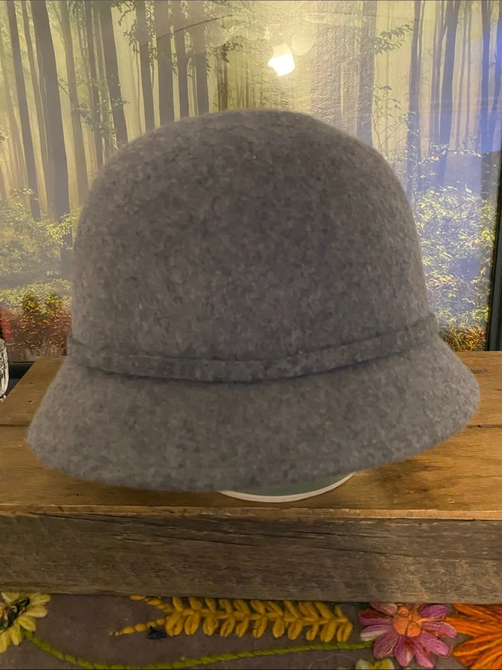 Nine West Gray Wool Cloche Hat with Rosette